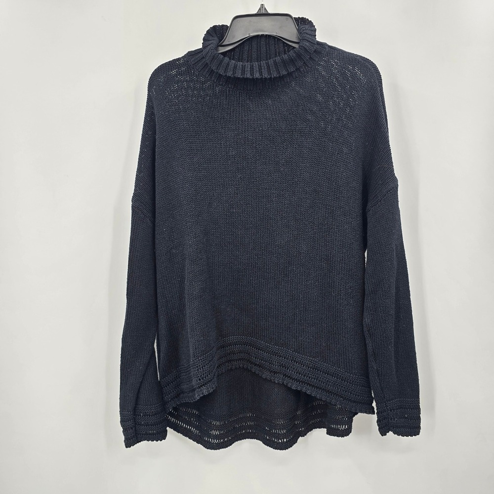Old Navy Sweater Womens XL Black Mock Neck High Low Oversized Knit